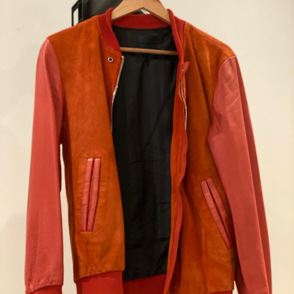 Diesel black gold mixed leather bomber jacket